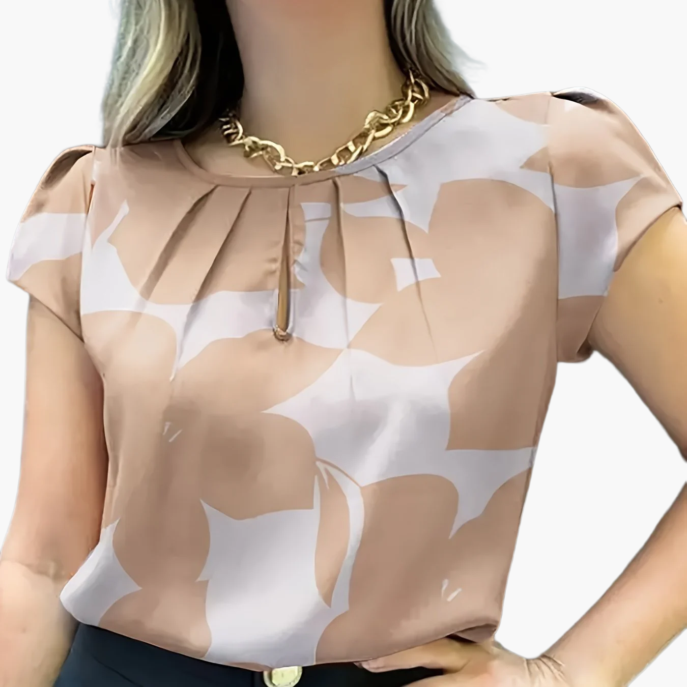 Dam Blus Kortärmad Elegant Kontorsstil Lös