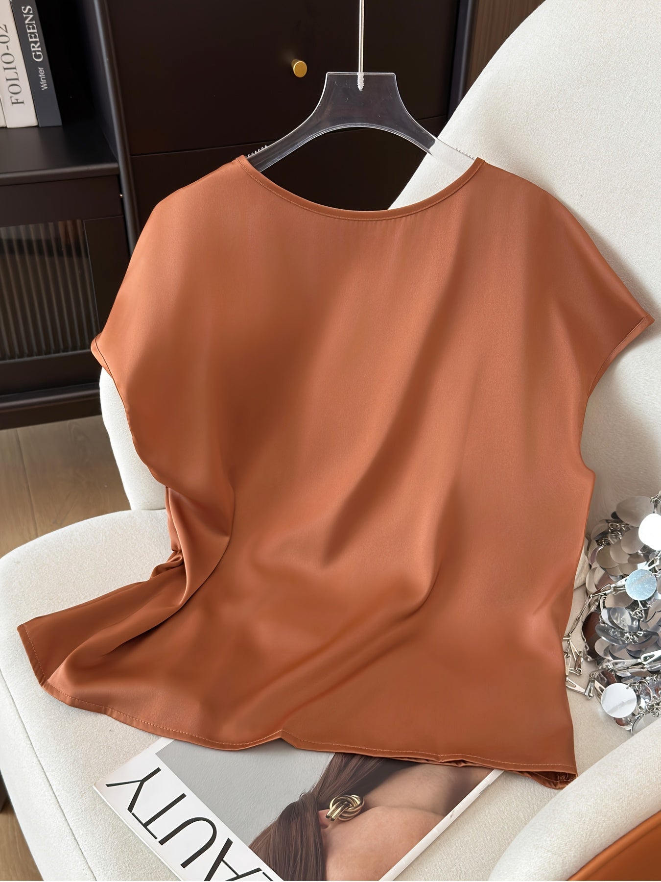Dam Blus med Asymmetrisk Rynkning och