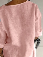 Dam Blus med Knappar och Lös