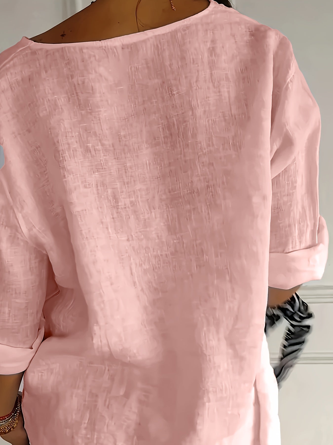 Dam Blus med Knappar och Lös
