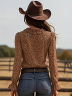 Damblus Elegant Leopardmönstrad med Volanger och