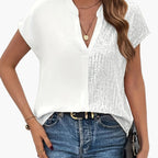 Dam Elegant Blus med Paljettdetaljer och