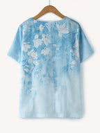 Dam Blus Vintage Blommig Kortärmad Sommartopp