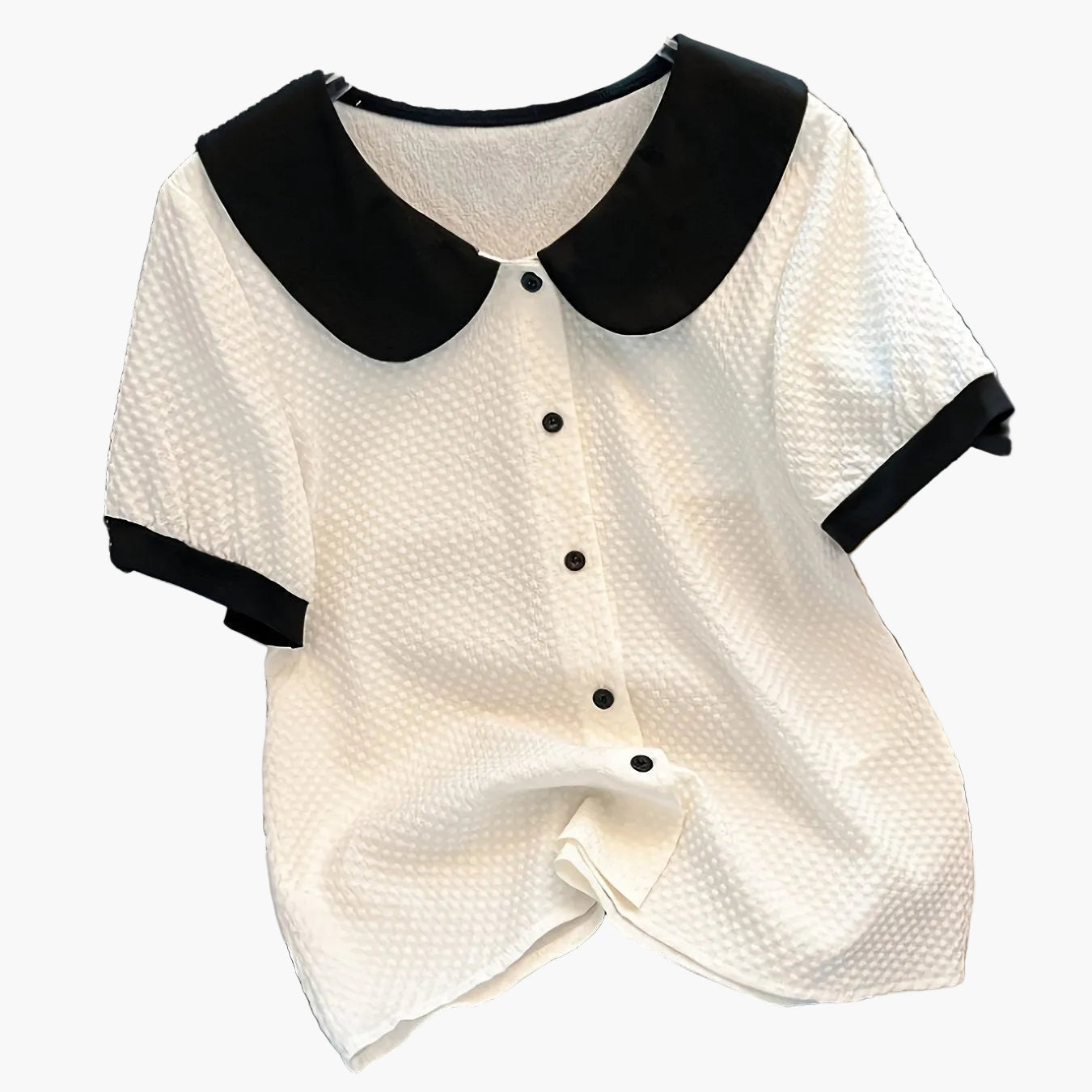 Dam Blus Elegant Kortärmad Med Krage
