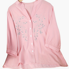 Dam Elegant Blus med Broderade Blommor