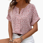 Dam Blus Elegant Blommig Kortärmad Sommar