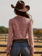 Damblus Elegant Leopardmönstrad med Volanger och