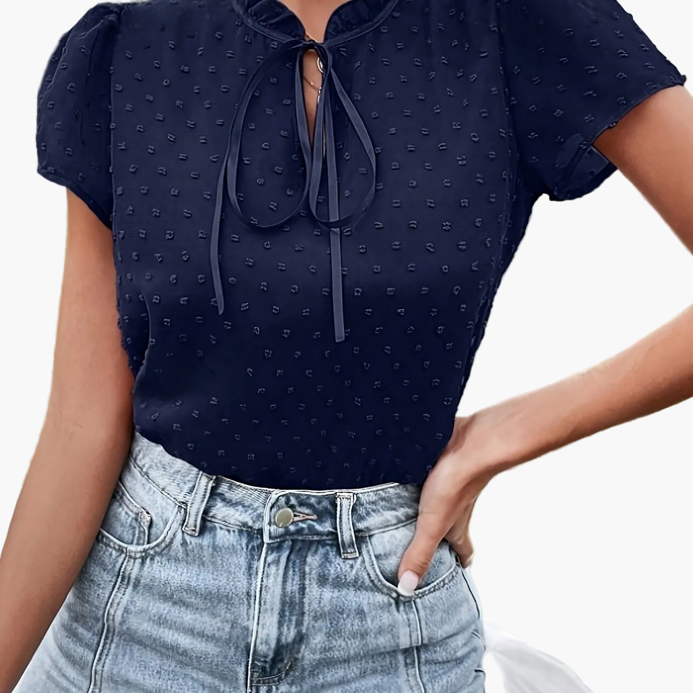 Dam Blus Elegant med Ståkrage och