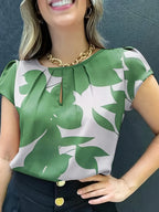 Dam Blus Kortärmad Elegant Kontorsstil Lös