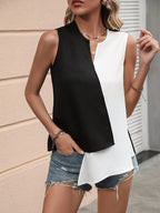 Dam Topp Elegant Asymmetrisk Ärmlös Sommarblus
