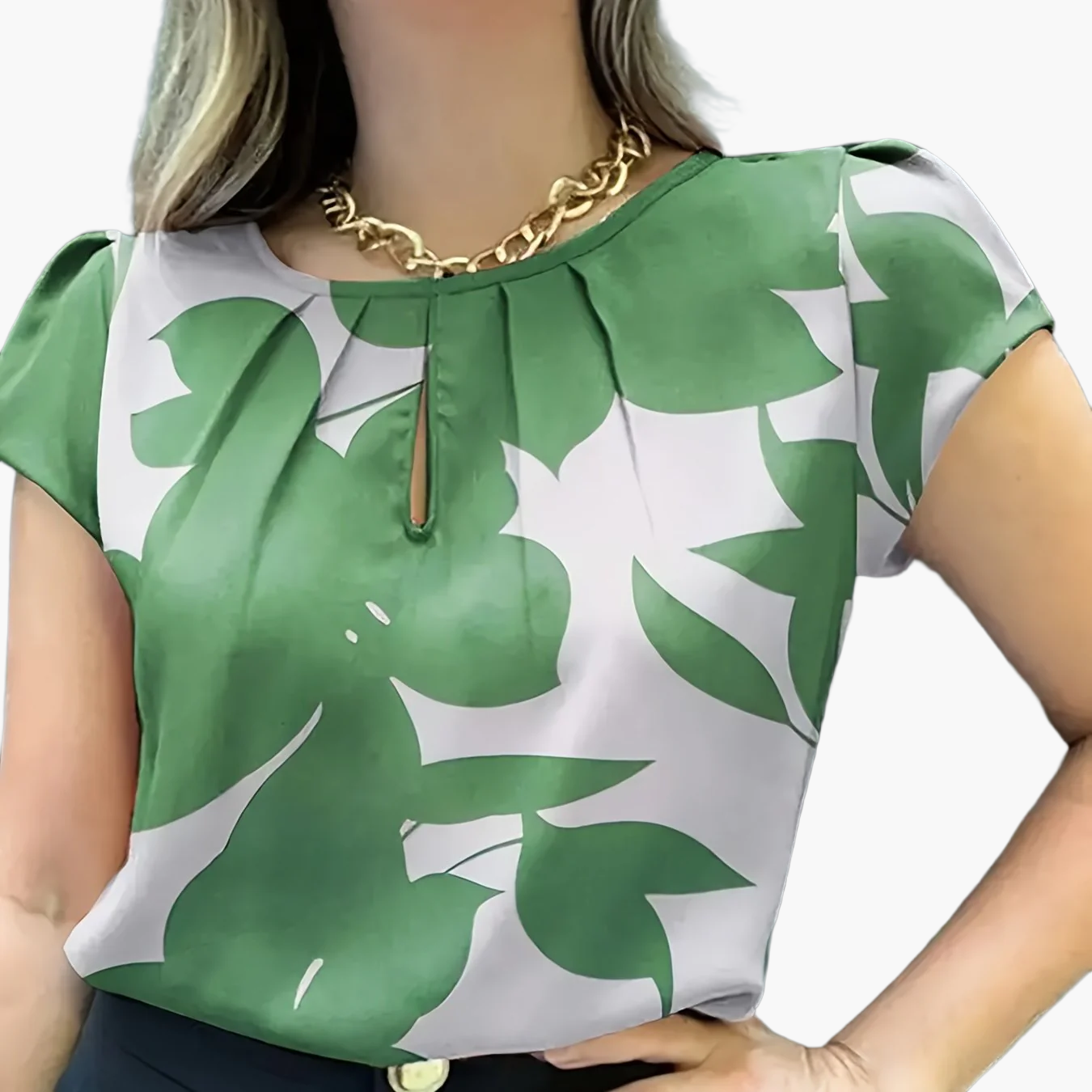 Dam Blus Kortärmad Elegant Kontorsstil Lös