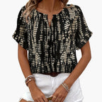 Dam Blus Elegant Mönstrad Kortärmad Top