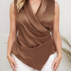 Dam Elegant Asymmetrisk Ärmlös Blus med