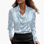Dam Blus Elegant Drape Hals Ringning
