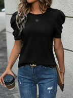 Dam Topp Elegant Puffärm Kortärmad Blus