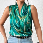 Dam Blus Ärmlös Omlott Vardagsstil Elegant