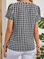 Dam Blus Elegant Rutig Vår/Sommar Top