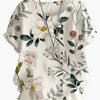 Dam Blus Vintage Blommig Kortärmad Sommartopp