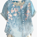 Dam Blus Vintage Blommig Kortärmad Sommartopp