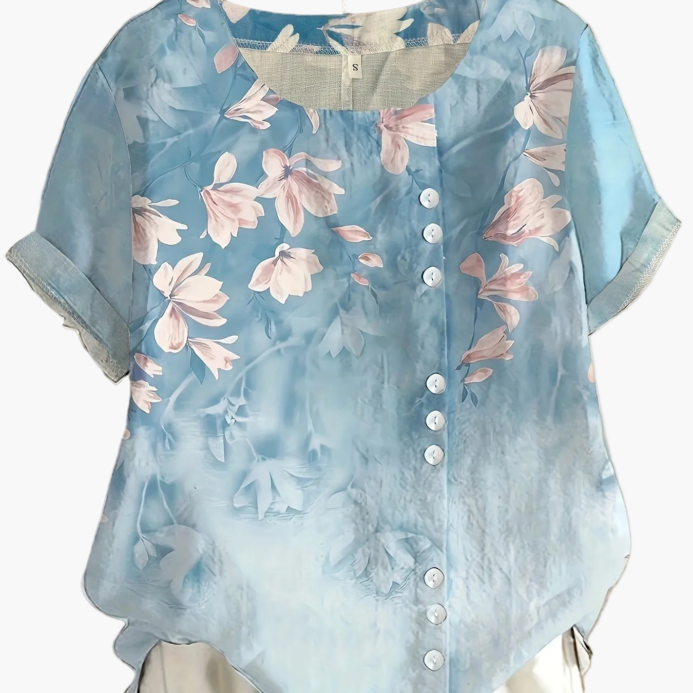 Dam Blus Vintage Blommig Kortärmad Sommartopp