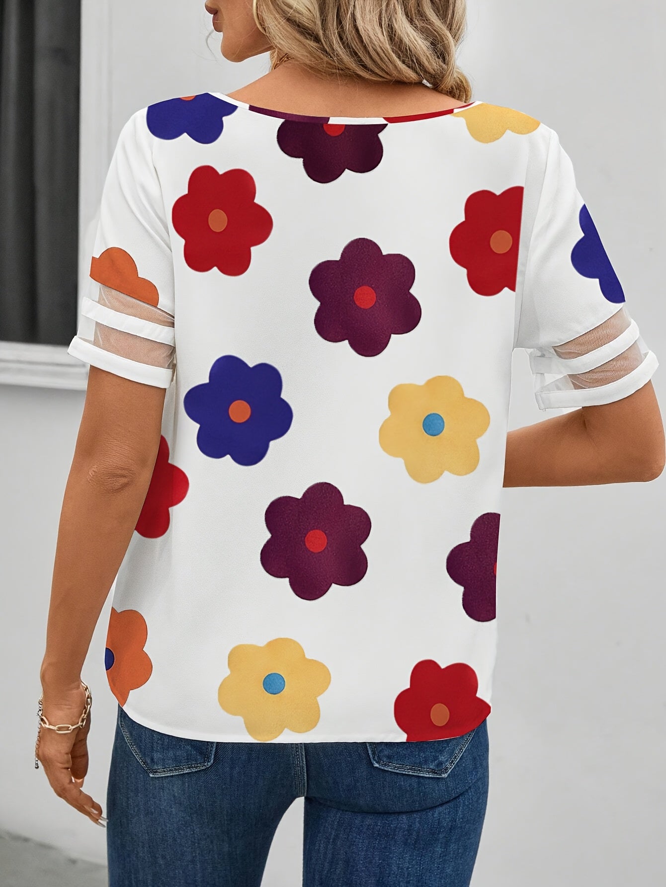 Dam Blus med Asymmetrisk Krage och