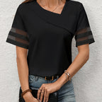 Dam Blus med Asymmetrisk Krage och
