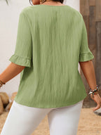 Dam Elegant Blus med Volangärm och