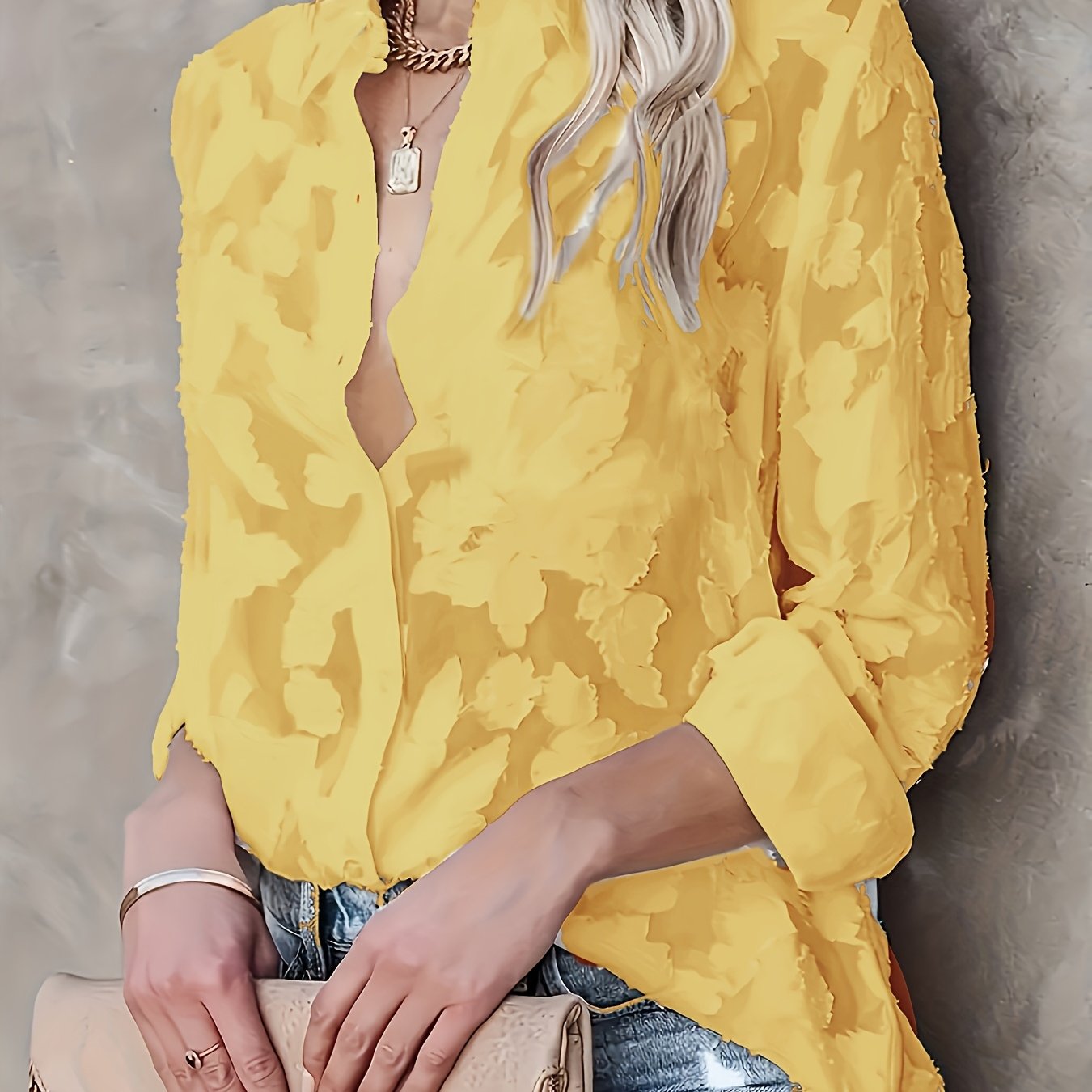 Dam Blus med Blommönster och Elegant