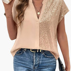 Dam Elegant Blus med Paljettdetaljer och