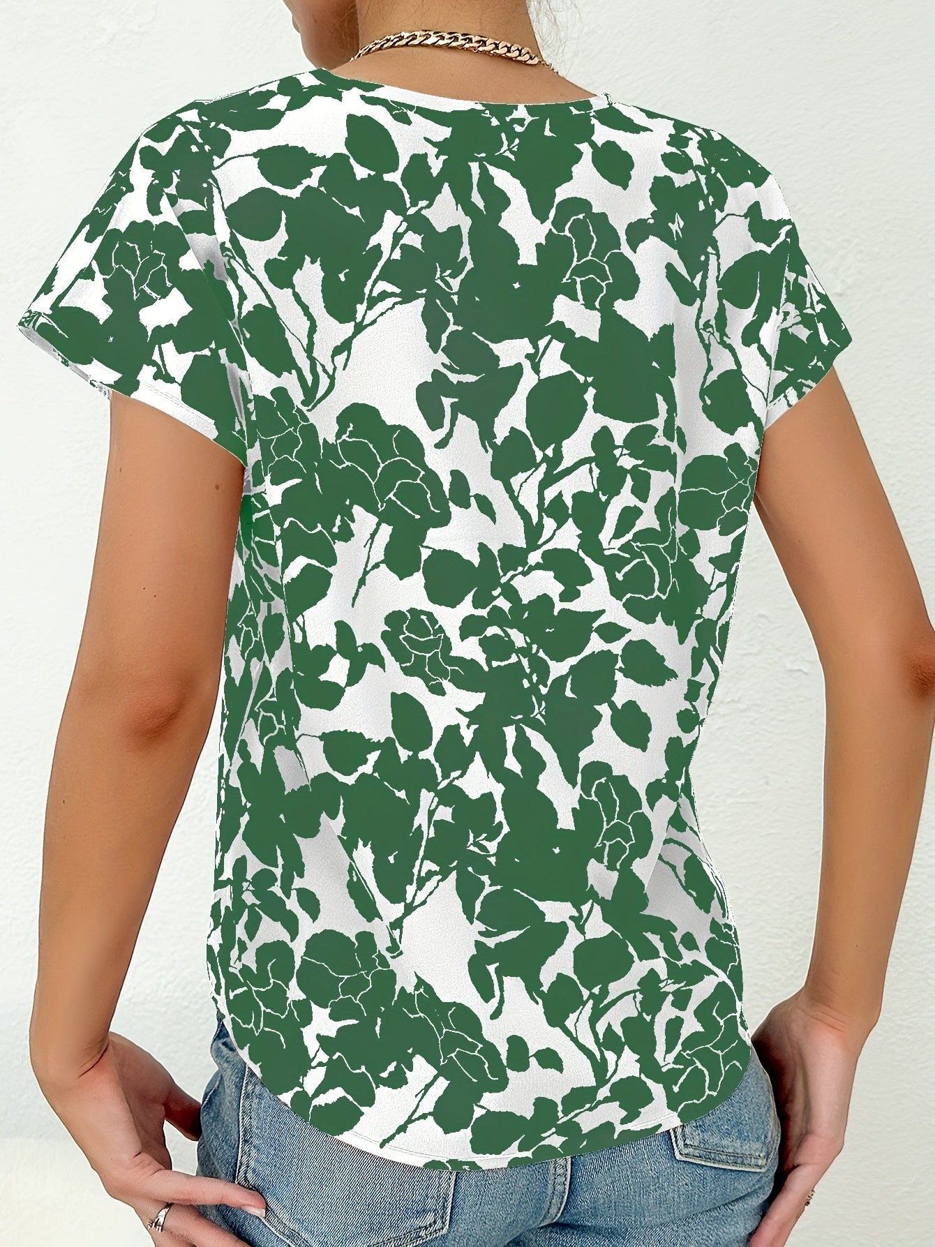 Dam Elegant Blus med Blommönster och