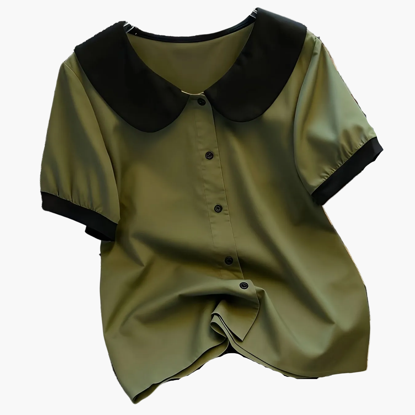 Dam Blus Elegant Kortärmad Med Krage