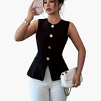 Dam Elegant Figursydd Ärmlös Blus med