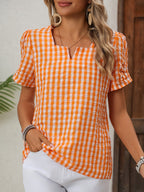 Dam Blus Elegant Rutig Vår/Sommar Top