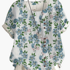 Dam Blus Vintage Blommig Kortärmad Sommartopp