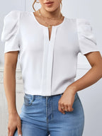Dam Elegant Blus med Puffärm och