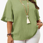 Dam Elegant Blus med Volangärm och