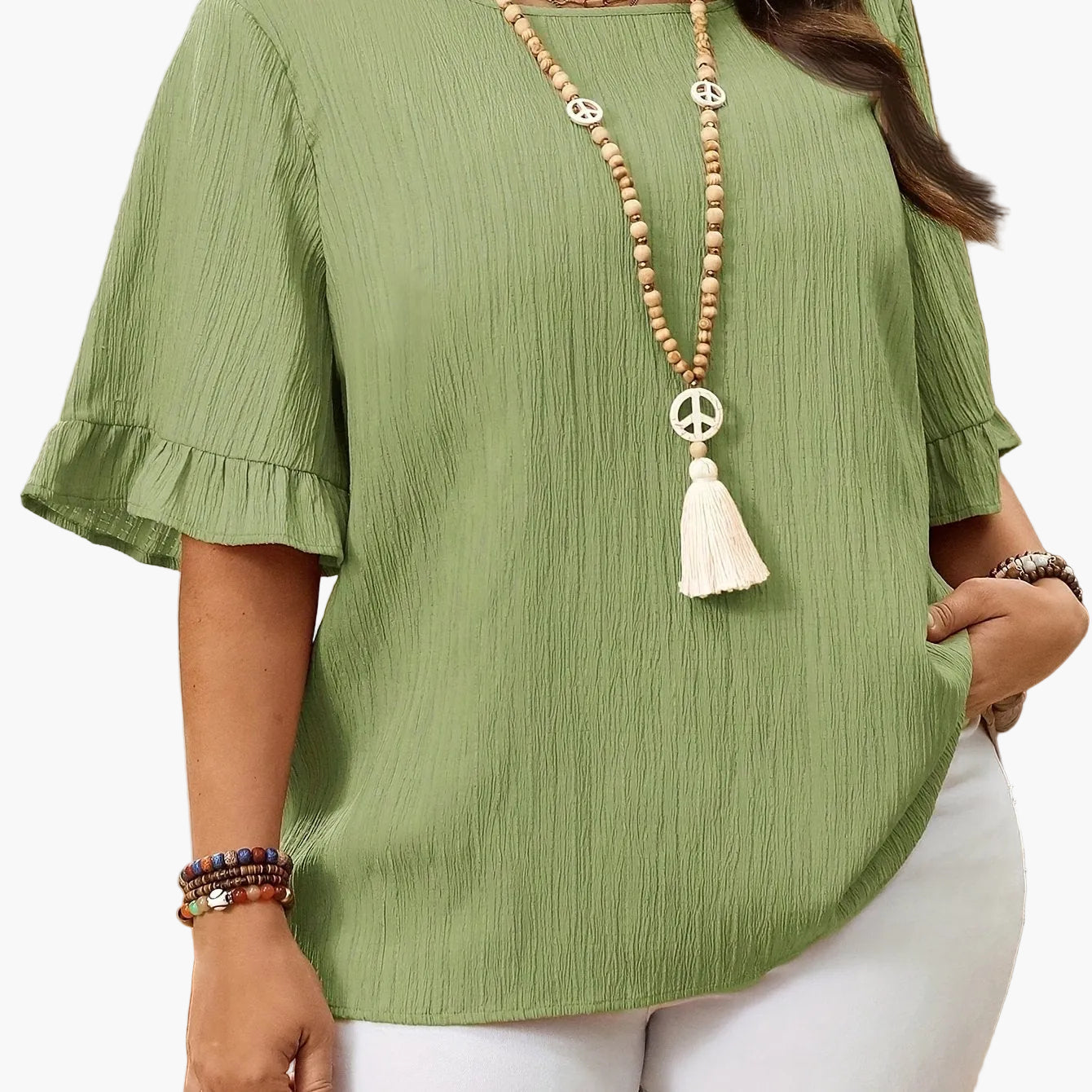 Dam Elegant Blus med Volangärm och