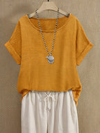 Dam Topp Avslappnad Kortärmad Blus med
