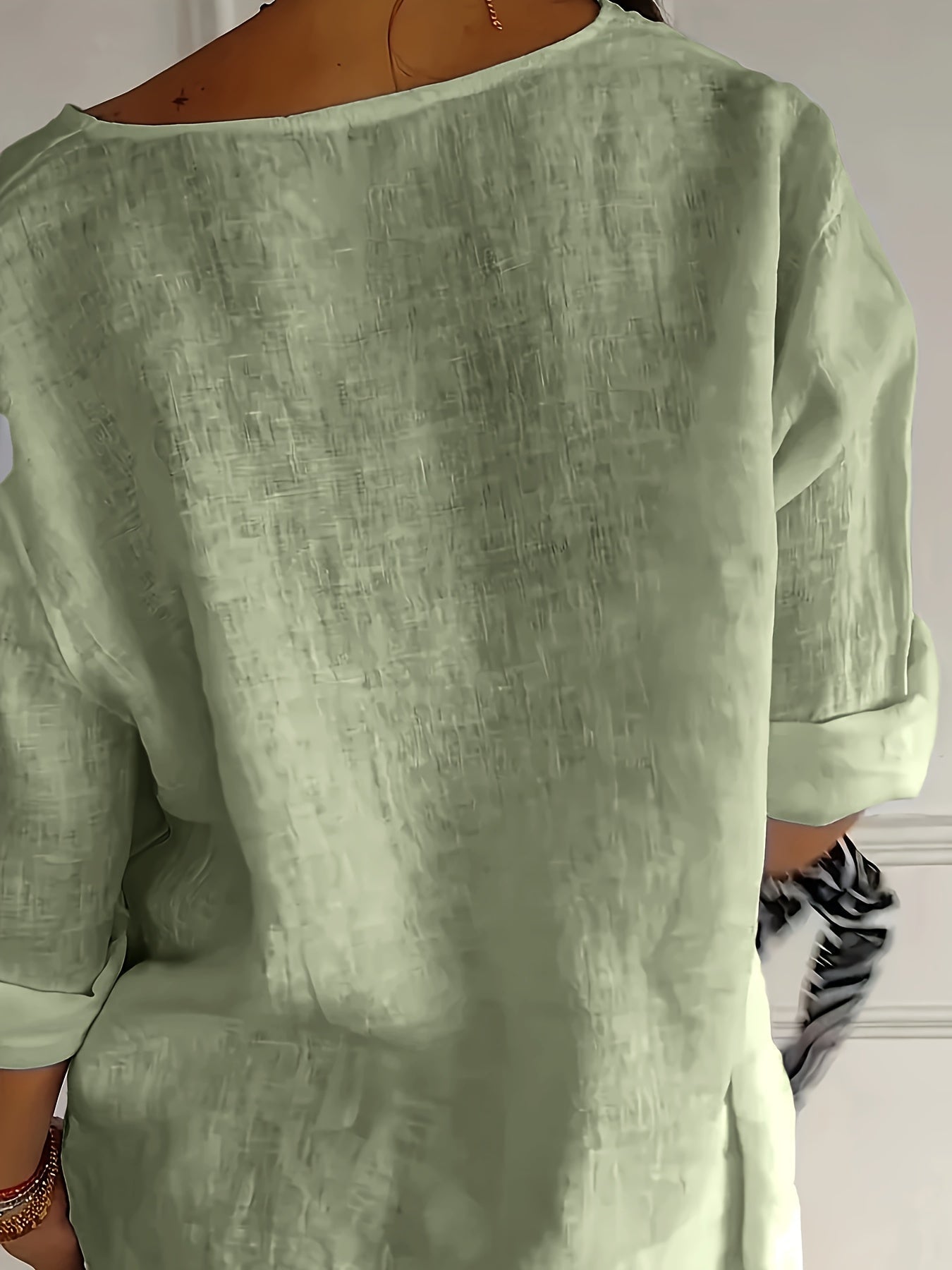 Dam Blus med Knappar och Lös