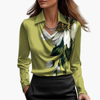 Dam Blus Elegant Drape Hals Ringning