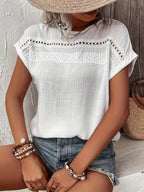 Dam Topp Elegant Sommarblus med Spets
