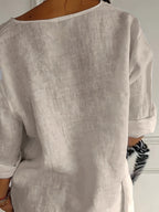 Dam Blus med Knappar och Lös