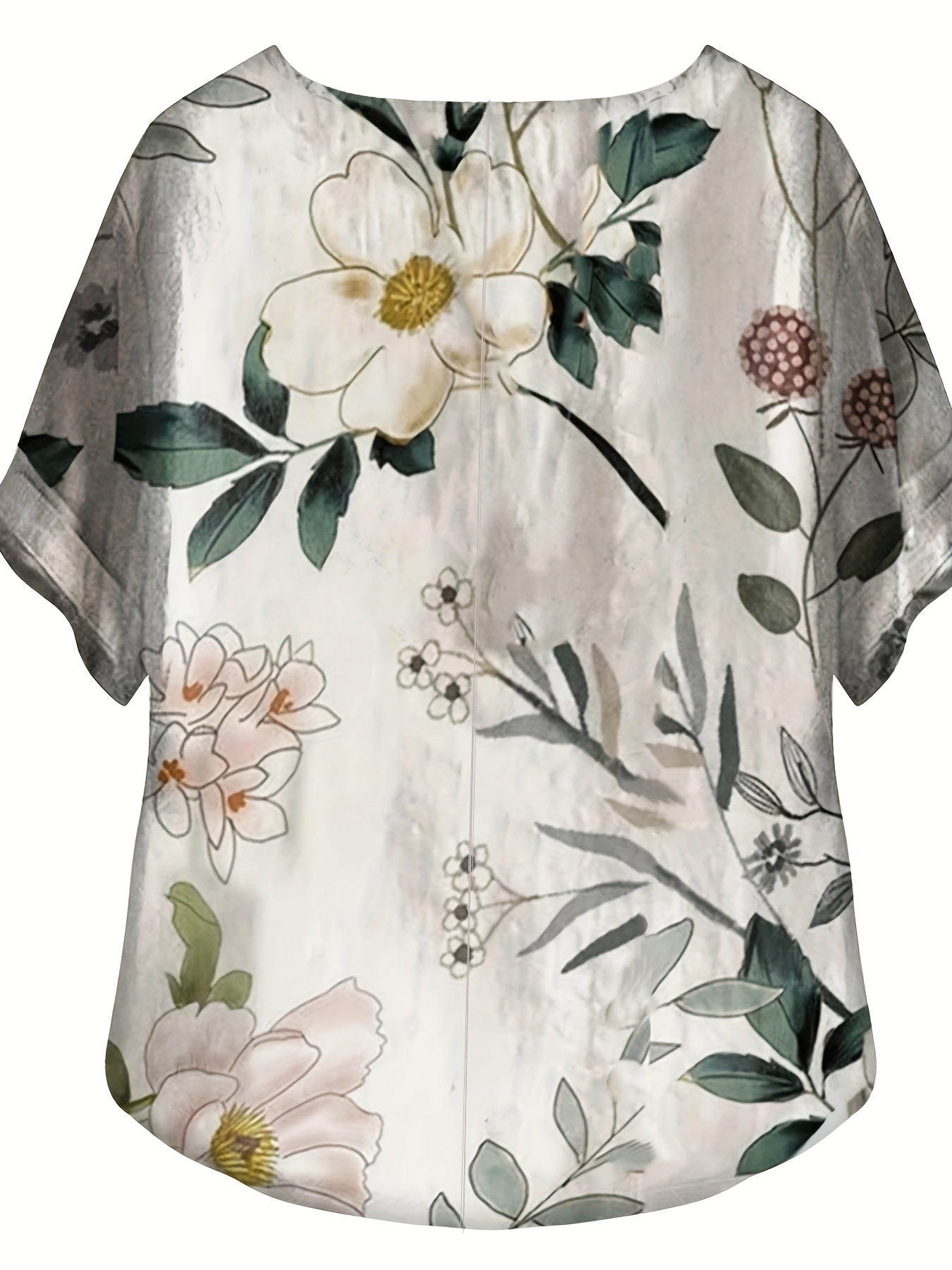 Dam Blus Vintage Blommig Kortärmad Sommartopp