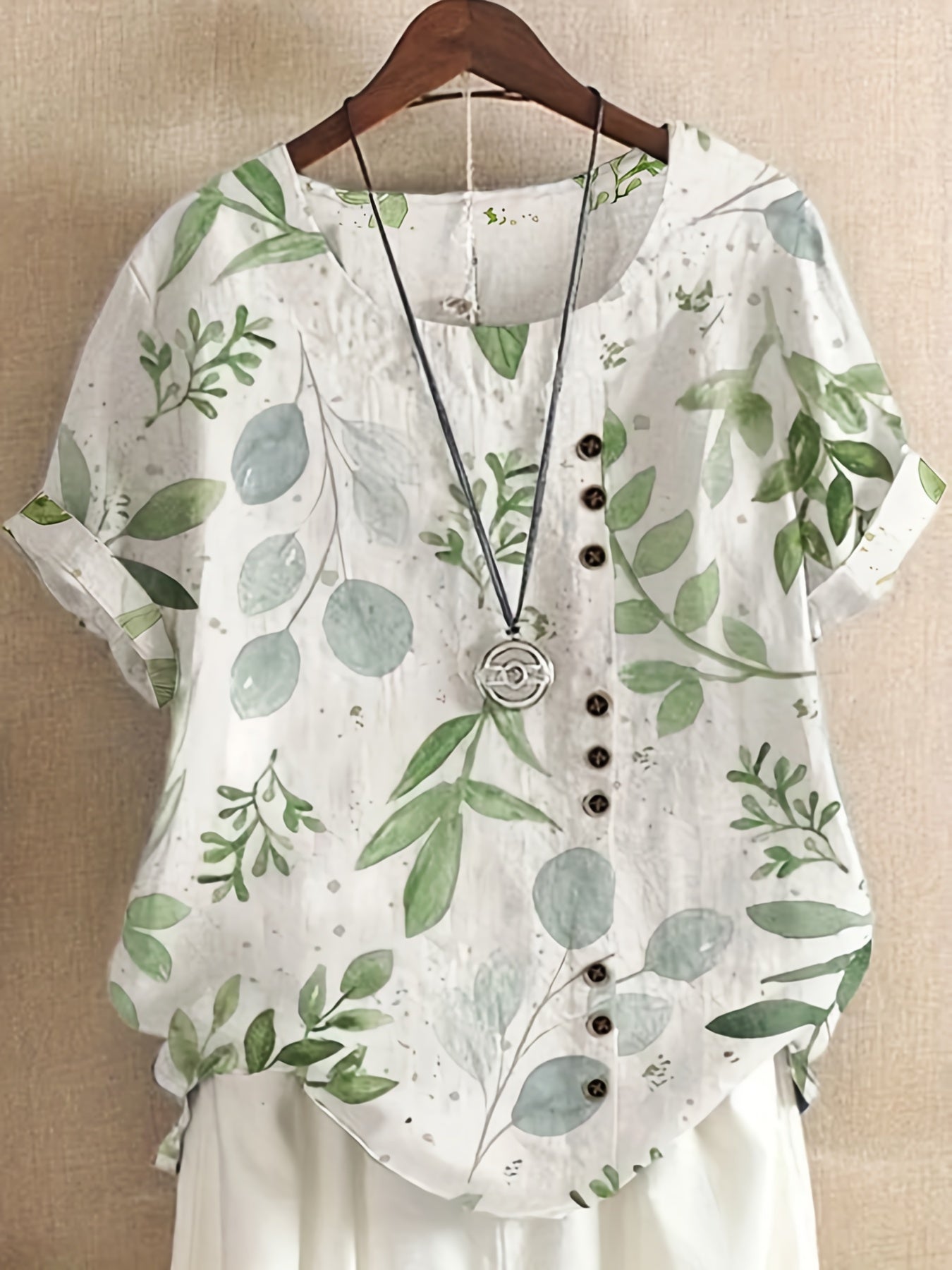 Dam Blus Vintage Blommig Kortärmad Sommartopp