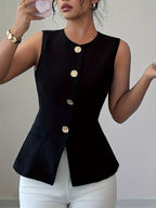Dam Elegant Figursydd Ärmlös Blus med