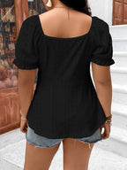 Dam Blus med Puffärm och Broderie