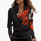 Dam Blus Elegant Drape Hals Ringning