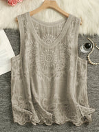 Damtop med broderi och bohemisk stil,