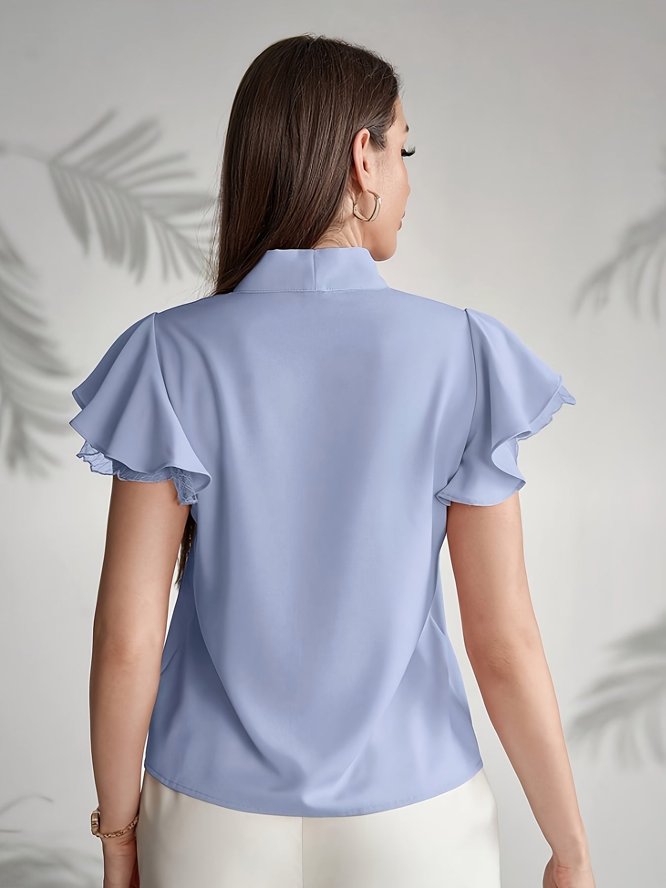 Dam Blus med Fjärilsärm och Rosett