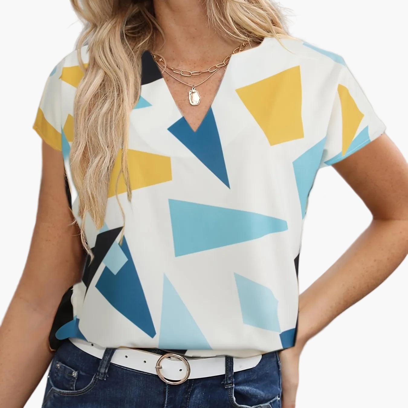 Dam Blus Geometriskt Mönster V